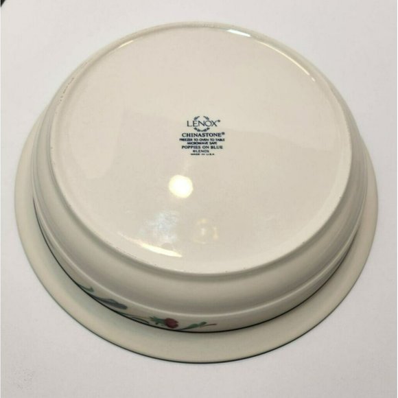 Vtg Lenox Poppies on Blue Vegetable/Serving Dish 9.75" x 2.25" Made in USA - Picture 4 of 7